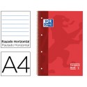 BLOC ESPIRAL OXFORD TAPA EXTRADURA MICROPERFORADO DIN A4 80 HOJAS RAYADO HORIZONTAL COLOR ROJO