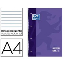 BLOC ESPIRAL OXFORD TAPA EXTRADURA MICROPERFORADO DIN A4 80 HOJAS RAYADO HORIZONTAL COLOR LILA