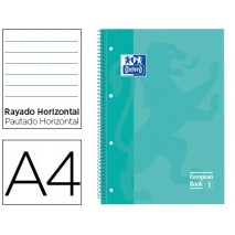 BLOC ESPIRAL OXFORD TAPA EXTRADURA MICROPERFORADO DIN A4 80 HOJAS RAYADO HORIZONTAL COLOR VERDE MENT