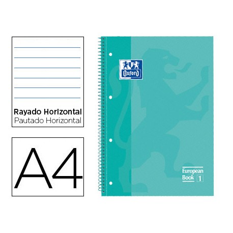BLOC ESPIRAL OXFORD TAPA EXTRADURA MICROPERFORADO DIN A4 80 HOJAS RAYADO HORIZONTAL COLOR VERDE MENT