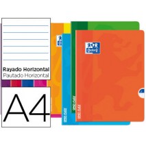 LIBRETA ESCOLAR OXFORD OPENFLEX TAPA FLEXIBLE OPTIK PAPER 48 HOJAS DIN A4 RAYADO HORIZONTAL COLORES