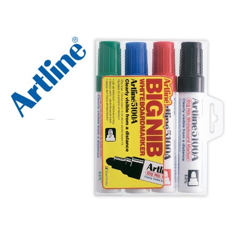 ROTULADOR ARTLINE PIZARRA EK-5100 COLORES SURTIDOS -PUNTA REDONDA 5 MM PETACA 4 COLORES NEGRO AZUL R