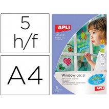 FILM TRANSPARENTE APLI PARA VENTANAS DIN A4 PARA IMPRESORA INKJET PAQUETE DE 5 HOJAS