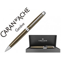 BOLIGRAFO CARAN D'ACHE LEMAN CAVIAR COLOR AMBAR Y GRABADO SERPENTEADO ADORNOS EN PLATA RODIADA CLIP