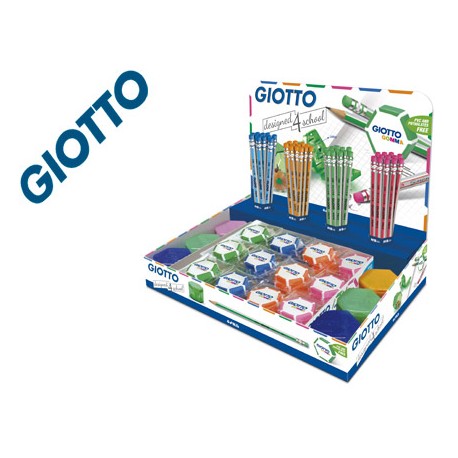 EXPOSITOR GIOTTO MATITA Y GIOTTO GOMMA 200X140X210 MM 12 LAPICES DE GRAFITO MATITA HB CON GOMA 48 GO