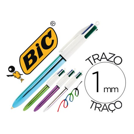 BOLIGRAFO BIC CUATRO COLORES SHINE COLORES METALIZADOS PUNTA DE 1 MM