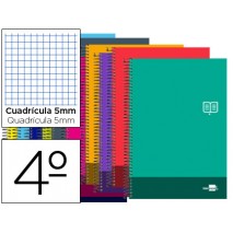 BLOC ESPIRAL LIDERPAPEL CUARTO DISCOVER TAPA CARTONCILLO 80 H 80G CUADRO 5 MM CON MARGEN COLORES