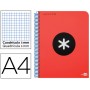 BLOC ESPIRAL LIDERPAPEL A4 MICRO ANTARTIK TAPA POLIPROPILENO 120H 100G CUADRO 5MM 5 BANDAS 4 ROJO