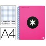 BLOC ESPIRAL LIDERPAPEL A4 MICRO ANTARTIK TAPA POLIPROPILENO 120H 100G CUADRO 5MM 5 BANDAS 4 ROSA F