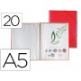 CARPETA LIDERPAPEL ESCAPARATE CON ESPIRAL 20 FUNDAS POLIPROPILENO DIN A5 ROJA