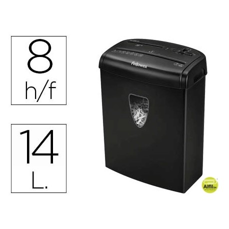 DESTRUCTORA DE DOCUMENTOS FELLOWES H-8 CAPACIDAD DE CORTE 8 HOJAS DESTRUYE GRAPAS TARJETAS DE VISITA