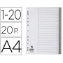 SEPARADOR NUMERICO Q-CONNECT PLASTICO 1-20 JUEGO DE 20 SEPARADORES DIN A4 -MULTITALADRO