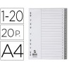SEPARADOR NUMERICO Q-CONNECT PLASTICO 1-20 JUEGO DE 20 SEPARADORES DIN A4 -MULTITALADRO