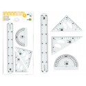 JUEGO ESCUADRA 10 CM CARTABON 14 CM REGLA 30 CM Y SEMICIRC. PLASTICO FLEXIBLE EN PETACA LIDERPAPEL T