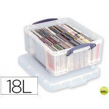 CONTENEDOR DE PLASTICO ARCHIVO 2000 18 LITROS 200X390X480 MM TRANSPARENTE CON TAPA Y CIERRE HERMETIC