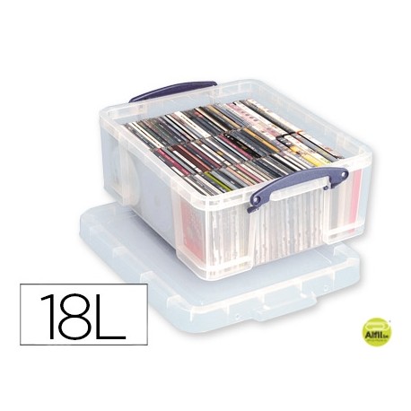 CONTENEDOR DE PLASTICO ARCHIVO 2000 18 LITROS 200X390X480 MM TRANSPARENTE CON TAPA Y CIERRE HERMETIC