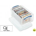 CONTENEDOR DE PLASTICO ARCHIVO 2000 9 LITROS 155X255X395 MM TRANSPARENTE CON TAPA Y CIERRE HERMETICO