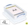 CONTENEDOR DE PLASTICO ARCHIVO 2000 4 LITROS 85X255X395 MM TRANSPARENTE CON TAPA Y CIERRE HERMETICO