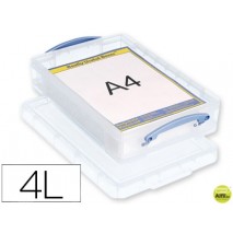 CONTENEDOR DE PLASTICO ARCHIVO 2000 4 LITROS 85X255X395 MM TRANSPARENTE CON TAPA Y CIERRE HERMETICO