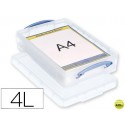 CONTENEDOR DE PLASTICO ARCHIVO 2000 4 LITROS 85X255X395 MM TRANSPARENTE CON TAPA Y CIERRE HERMETICO