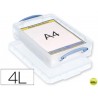 CONTENEDOR DE PLASTICO ARCHIVO 2000 4 LITROS 85X255X395 MM TRANSPARENTE CON TAPA Y CIERRE HERMETICO