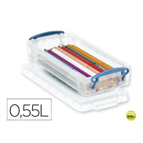 CONTENEDOR DE PLASTICO ARCHIVO 2000 0,55 LITROS 45X103X218 MM TRANSPARENTE CON TAPA Y CIERRE HERMETI