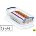 CONTENEDOR DE PLASTICO ARCHIVO 2000 0,55 LITROS 45X103X218 MM TRANSPARENTE CON TAPA Y CIERRE HERMETI