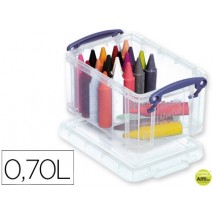 CONTENEDOR DE PLASTICO ARCHIVO 2000 0,70 LITROS 80X100X155 MM TRANSPARENTE CON TAPA Y CIERRE HERMETI