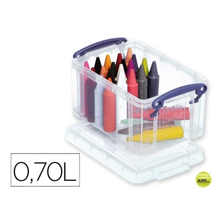 CONTENEDOR DE PLASTICO ARCHIVO 2000 0,70 LITROS 80X100X155 MM TRANSPARENTE CON TAPA Y CIERRE HERMETI