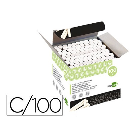 TIZA BLANCA ANTIPOLVO LIDERPAPEL CAJA DE 100 UNIDADES