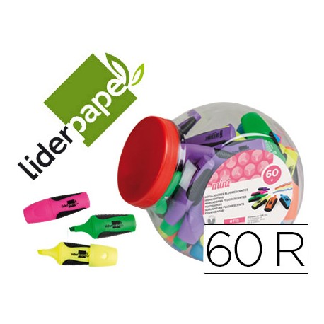 ROTULADOR LIDERPAPEL MINI FLUORESCENTE BOMBONERA 60 UNIDADES COLORES SURTIDOS