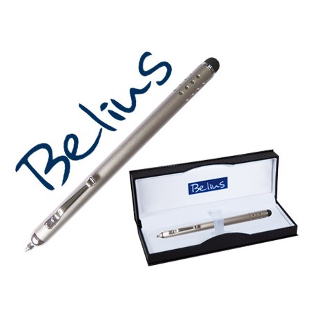 BOLIGRAFO BELIUS TIRANA CON PUNTERO PARA PANTALLAS TACTILES PLATA EN ESTUCHE
