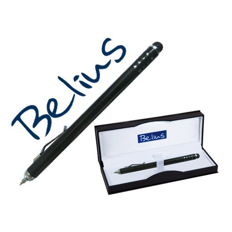 BOLIGRAFO BELIUS TIRANA CON PUNTERO PARA PANTALLAS TACTILES NEGRO EN ESTUCHE