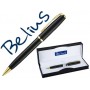 BOLIGRAFO BELIUS RIGA NEGRO CON DETALLES DORADOS EN ESTUCHE
