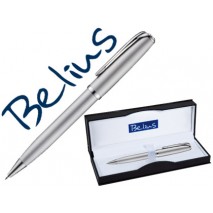 BOLIGRAFO BELIUS VILNA PLATA CON DETALLES CROMADOS EN ESTUCHE