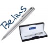 BOLIGRAFO BELIUS VILNA PLATA CON DETALLES CROMADOS EN ESTUCHE