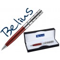 BOLIGRAFO BELIUS COPENHAGUE ROJO LACADO Y PLATA EN ESTUCHE