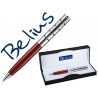 BOLIGRAFO BELIUS COPENHAGUE ROJO LACADO Y PLATA EN ESTUCHE