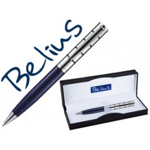 BOLIGRAFO BELIUS COPENHAGUE AZUL LACADO Y PLATA EN ESTUCHE