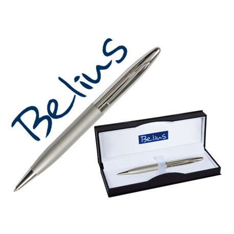 BOLIGRAFO BELIUS VADUZ CROMADO Y PLATEADO EN ESTUCHE