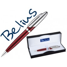 BOLIGRAFO BELIUS VARSOVIA ROJO LACADO CON DETALLES CROMADOS EN ESTUCHE
