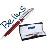 BOLIGRAFO BELIUS VARSOVIA ROJO LACADO CON DETALLES CROMADOS EN ESTUCHE