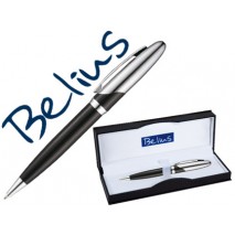 BOLIGRAFO BELIUS VARSOVIA NEGRO LACADO CON DETALLES CROMADOS EN ESTUCHE