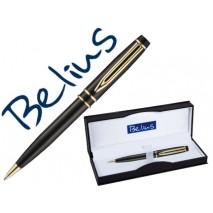 BOLIGRAFO BELIUS PARMA NEGRO LACADO CON DETALLES DORADOS EN ESTUCHE