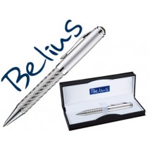 BOLIGRAFO BELIUS COSENZA PLATA CON DETALLES PLATEADOS EN ESTUCHE