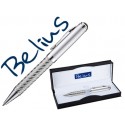 BOLIGRAFO BELIUS COSENZA PLATA CON DETALLES PLATEADOS EN ESTUCHE