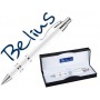 BOLIGRAFO BELIUS KASSEL BLANCO CON DETALLES PLATEADOS EN ESTUCHE