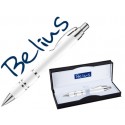 BOLIGRAFO BELIUS KASSEL BLANCO CON DETALLES PLATEADOS EN ESTUCHE