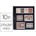 FUNDA PARDO CLASIFICADORA DE SELLOS 8 BANDAS DOBLE CARA FONDO NEGRO 15 ANILLAS 270 X 297 MM PACK DE