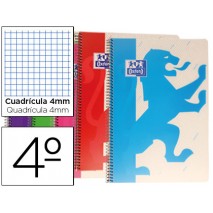 BLOC ESPIRAL OXFORD TAPA PLASTICO POWERFUL OPTIK PAPER CUARTO 80 HOJAS 90 GR CUADRO 4 MM COLORES SUR